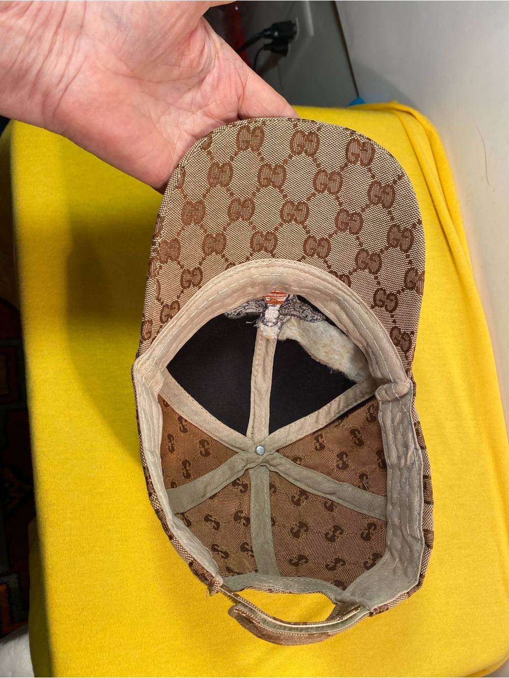 Brown Monogram Cap with Embroidered Bee - Picture 7 of 8